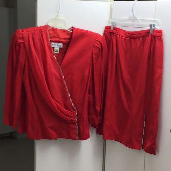 karen miller new york Dresses & Skirts - KAREN MILLER NEW YORK VINTAGE RED SUIT WITH RHINESTONES